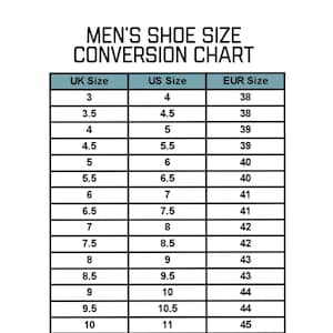 Shoe Size Chart for Men 