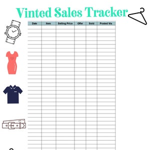 Vinted Sales Tracker, Reseller, Kalkulationstabelle, Aufzeichnung, Aufzeichnung, sofortiger, druckbarer, digitaler Download