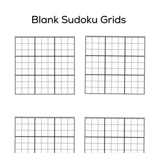 Blank Sudoku Grid, Template, Game, puzzle, Instant, Printable, Digital Download