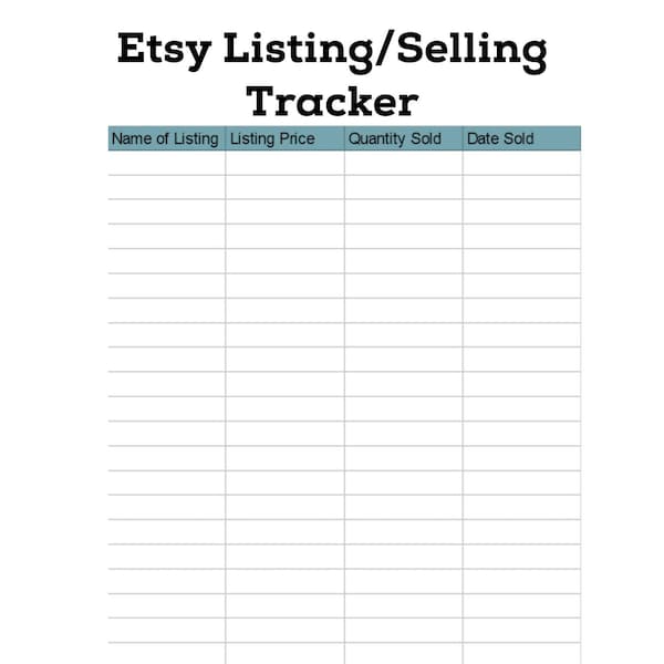 Items Sold Tracker Etsy
