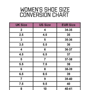 Clothing and footwear size guide table - UK, EU, RU, US