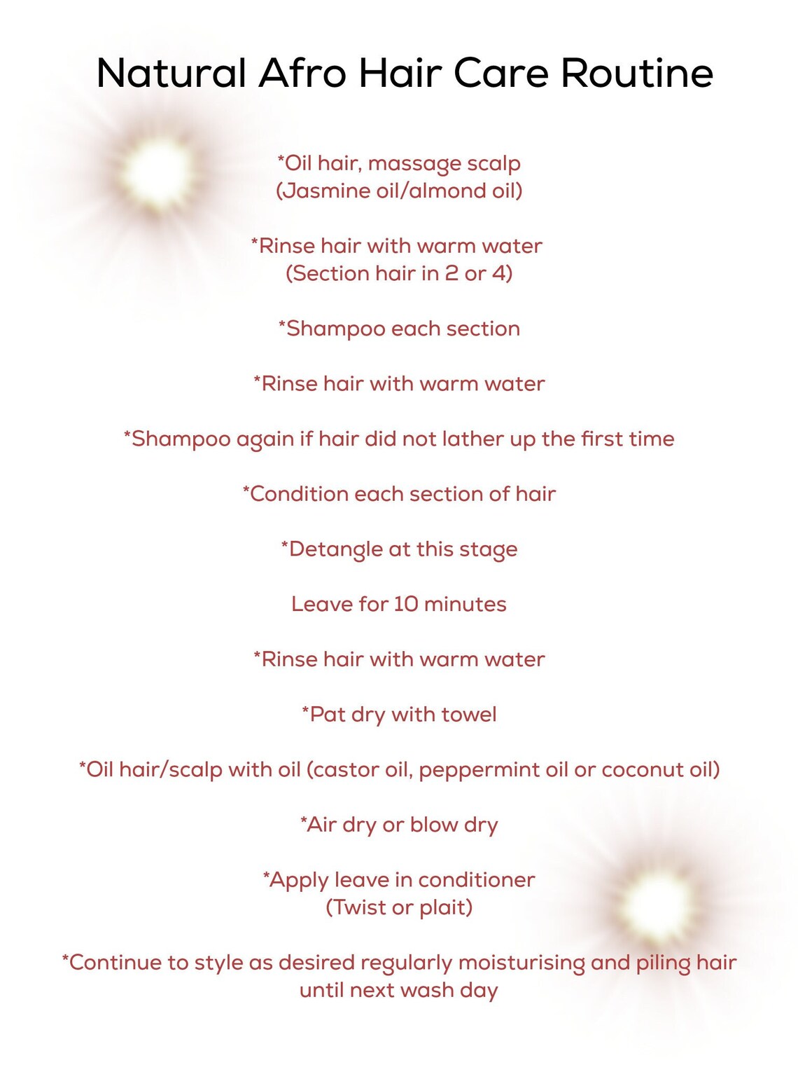 Afro Hair Care Routine Poster: Natural Hair Guide (digital Download) - Etsy