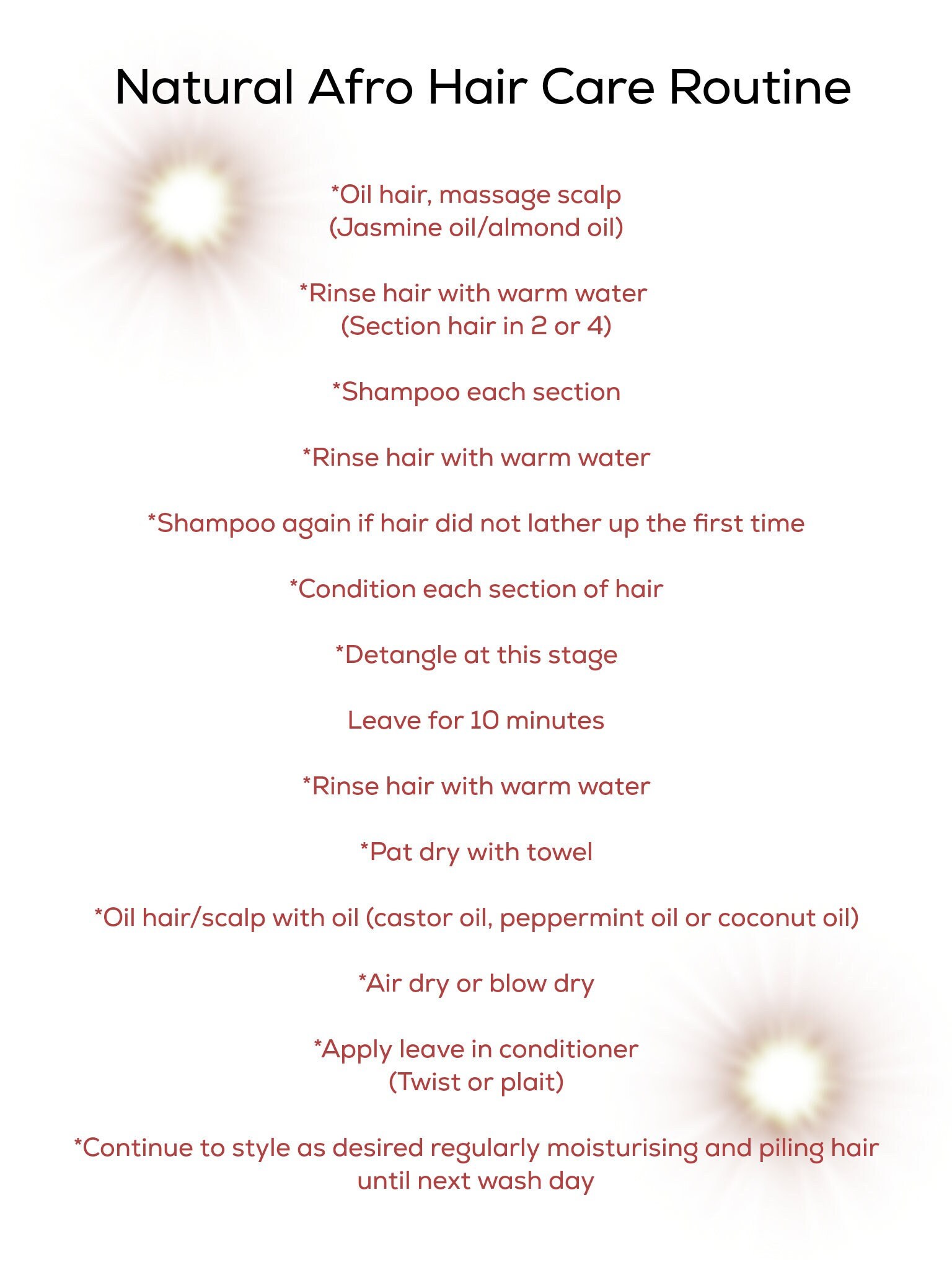 Afro Hair Care Routine Poster: Natural Hair Guide (digital Download) - Etsy