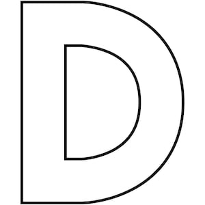 Plantilla de letra D, alfabeto, clase alta, descarga digital imprimible instantánea