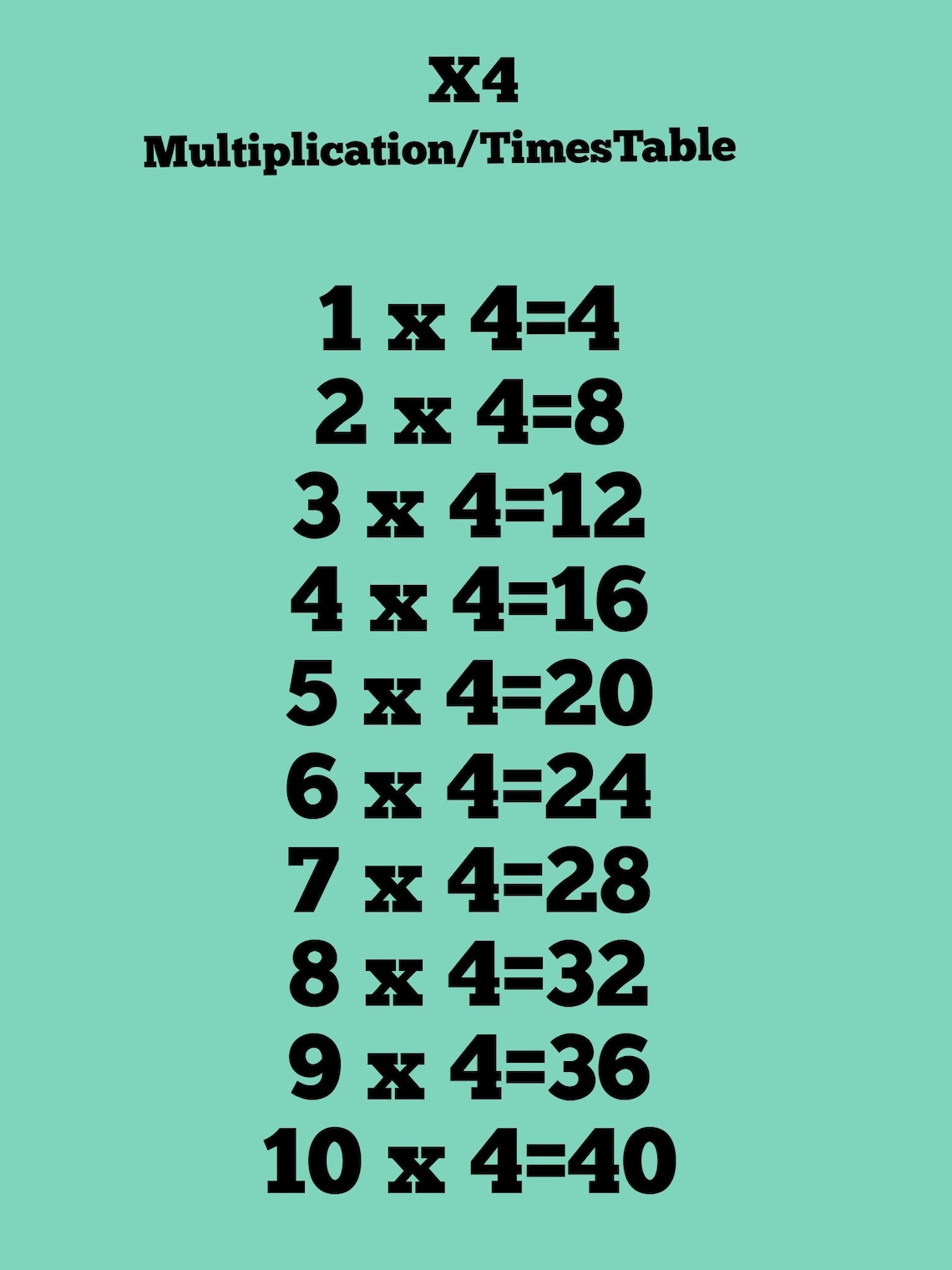 4 Timestable Multiplication Printable Digital Download - Etsy UK