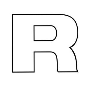 Capital Letter R, Upper Case, Template, Colouring Sheet, Instant Printable Digital Download