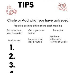 Healthy Lifestyle Tips Printable Digital Download