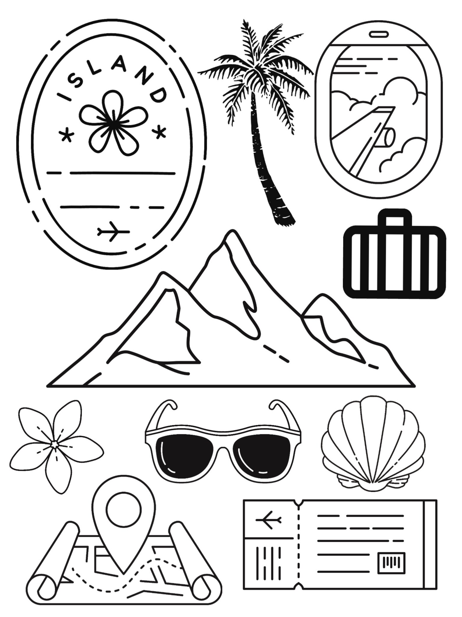 Travel, Holiday, Funsheet, Art, Clip Art, Colouring, Kids Activity, Kids Holiday, Instant ...