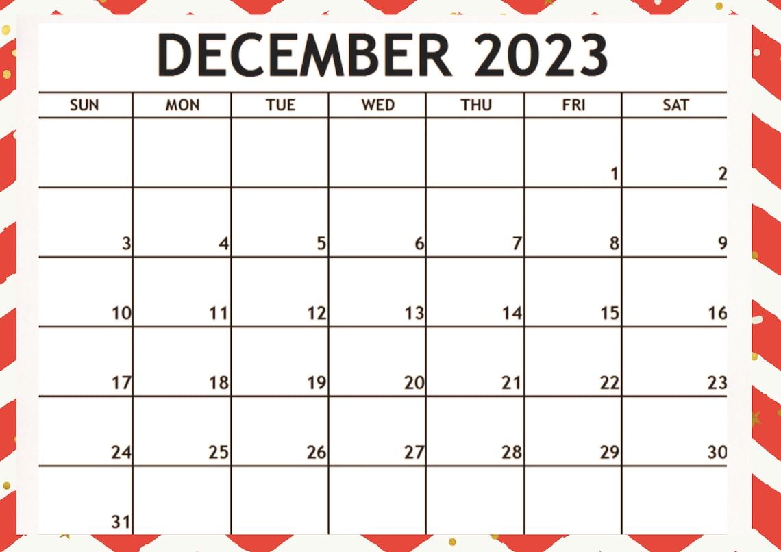 Show Me The Calendar For The Month Of December 