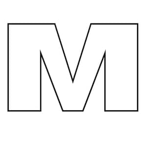Capital Letter M, Upper Case, Template, Colouring Sheet, Instant, Printable, Digital Download