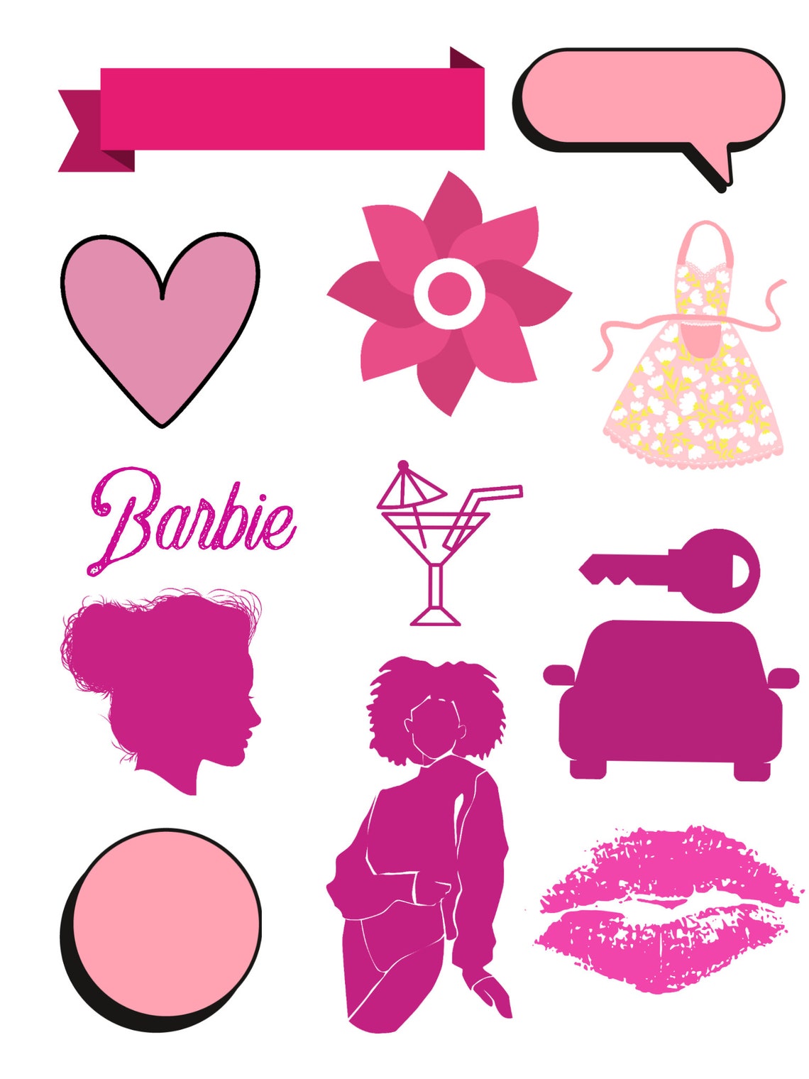 Pink Clipart Sheet, Barbie, Fun, Images, Journal, Summer, Spring, Girls ...