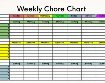 Printable Weekly Chore Chart: Kids & Family (Digital Download)
