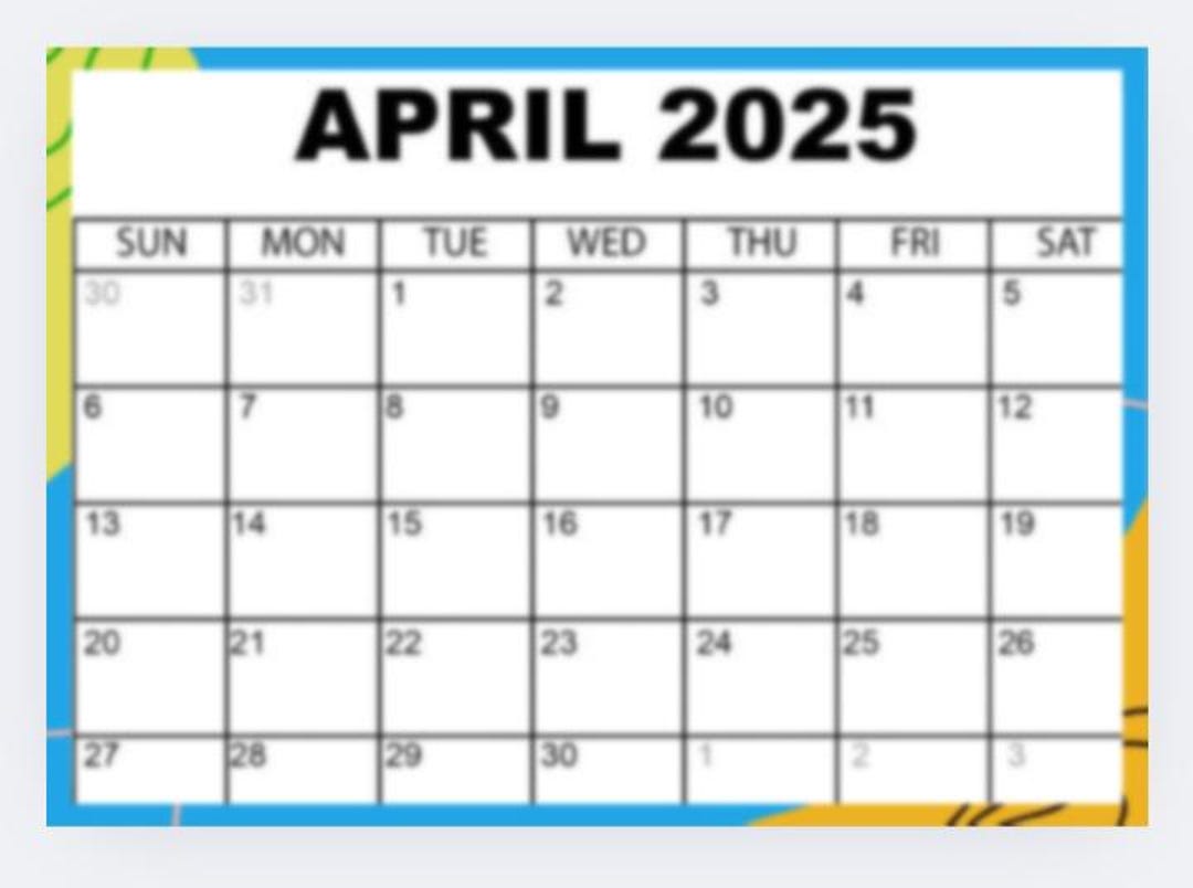 April 2025 Calender, Easter, Monthly, Calendar, Holiday, Planning