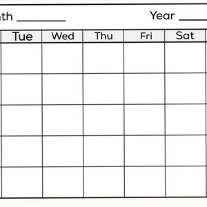 Blank Calendar, Calender, Template, planning, organisation, homework planner, family appointments, instant, printable, Digital Download