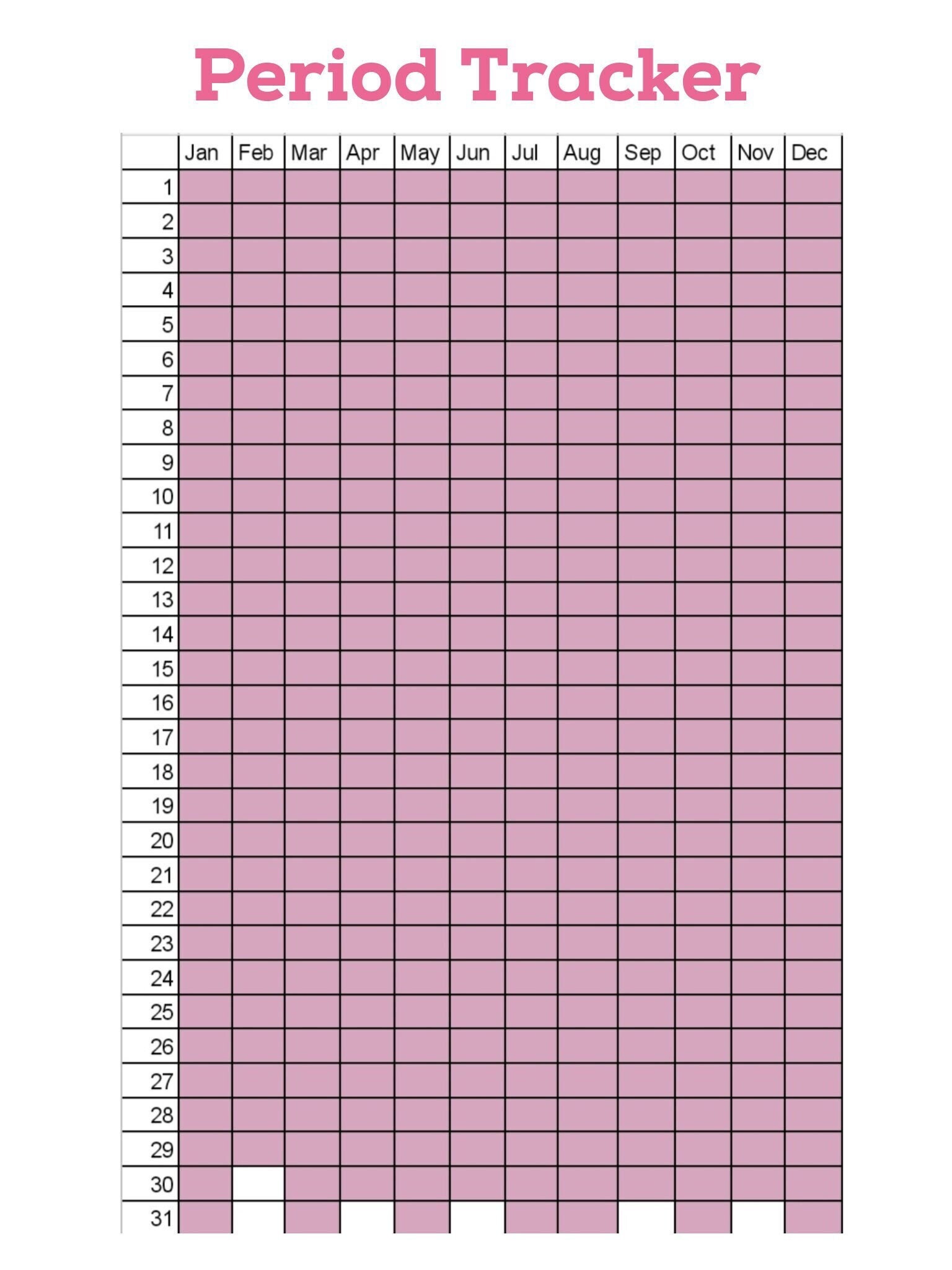 Period Tracker, Menstrual Cycle Tracker, Instant, Printable, Digital ...