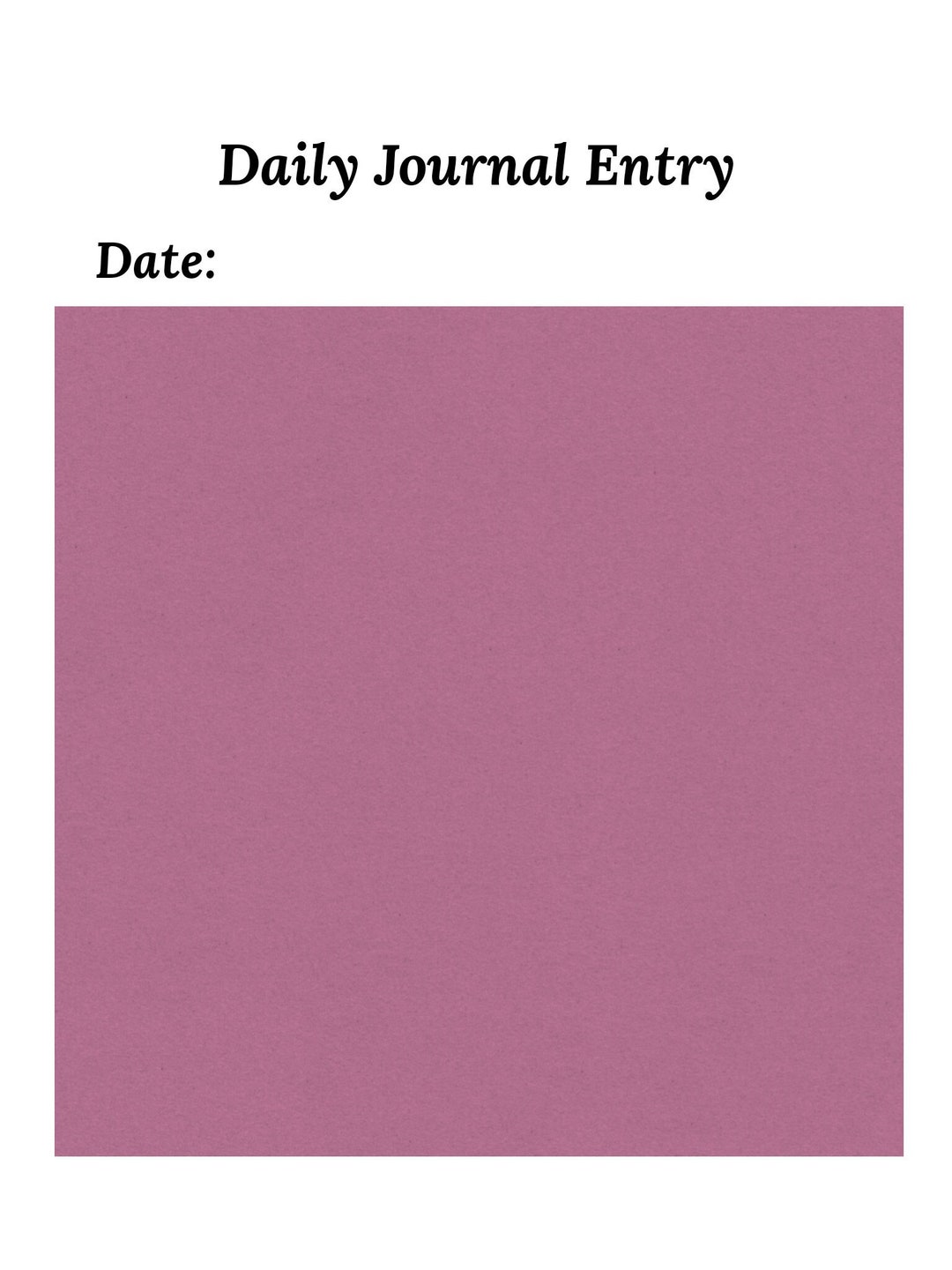 Daily Journal Entry Printable Digital Download Etsy
