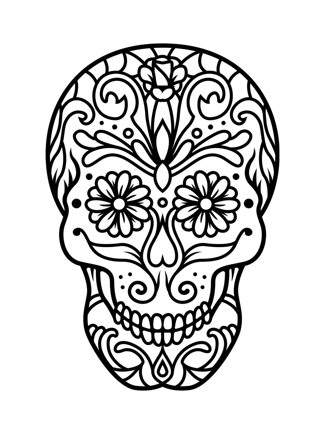 Skull Colouring Sheet, Colouring Page, Adults, Children, Instant ...