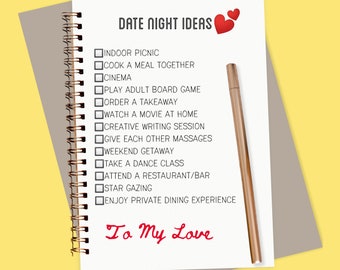 Date Night Ideas Printable Digital Download