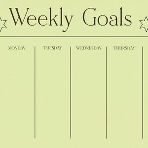 Weekly Goals Sheet, journal,Printable Digital Download
