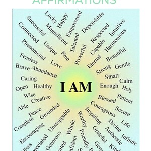 Ik ben affirmaties, zelfliefde, dankbaarheid, afdrukbaar, doelen, bruiloft, liefde, digitale download, instant