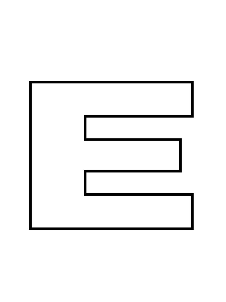 Capital Letter E Template, Stencil, Colouring Sheet, Instant, Printable Capital Letter E Template, Stencil, Colouring Sheet, Instant, Printable