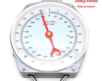 Mechanical Hanging Scale Capacity Alloy Poly Carbonates 100KG 220LBS With 2 Hook