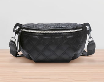 Sac en cuir véritable, sac banane, sac sous les bras, sac à bandoulière, sac à bandoulière en cuir de vache, sac personnalisé, sac en cuir pour femme, cadeau d'anniversaire, cadeau pour elle