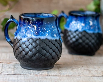 Ceramic Mug, Dragon scale mug, Handmade pottery,