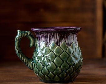 Ceramic Mug, Thistle mug, Handmade Pottery