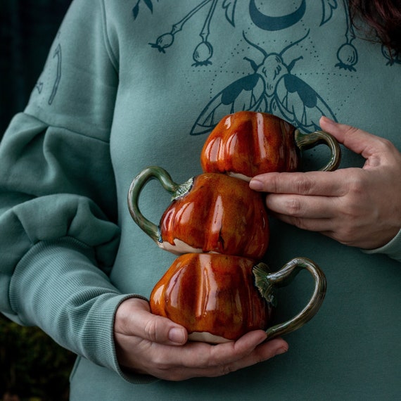 Handmade Pumpkin Mug: Ceramic Pottery Harvest Mug