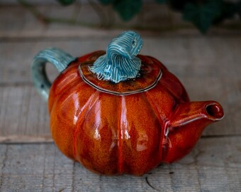 Handmade Ceramic Pumpkin Teapot: Rustic Kitchen Decor - Etsy