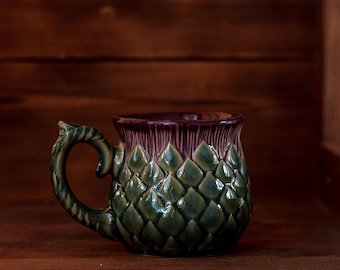 Ceramic Mug, Thistle mug, Handmade Pottery