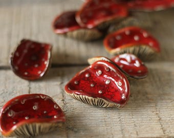 Ceramic Mushroom Worry Stone: Fidget Antistress Agaric Cup