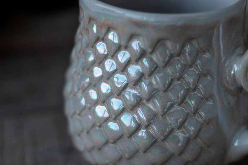 Drago perlato, tazza in scala di drago, ceramica fatta a mano, immagine 4