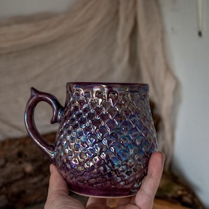 Pearl purple dragon, Dragon scale mug, Handmade pottery, Handmade ceramic mug, handmade mug,