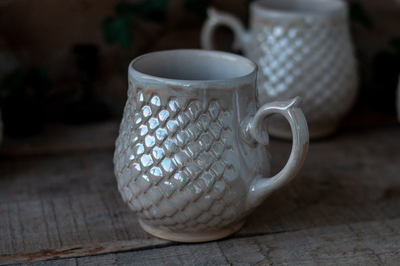 Drago perlato, tazza in scala di drago, ceramica fatta a mano, immagine 3