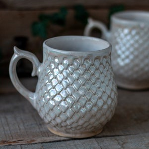 Drago perlato, tazza in scala di drago, ceramica fatta a mano, immagine 1