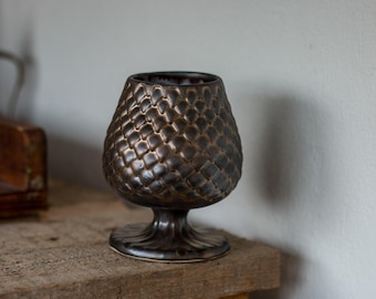 Handmade Golden Dragon Scale Ceramic Goblet: Fantasy Pottery