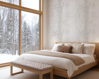 Soft Gray Deer Hide Wallpaper – Neutral Fawn Spotted Animal Print Peel and Stick Wall Covering for Bedrooms, Nurseries and Scandi Interiors