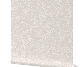 Neutral Coastal Coral Wallpaper, Modern Boho Beige Reef Peel and Stick, Serene Seaside Ocean Retreat Removable Wall Decor