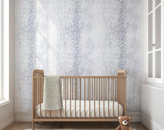 Soft Blue Deer Hide Wallpaper – Fawn Spotted Animal Print Removable Wall Covering for Bedrooms, Nurseries and Scandi Interiors