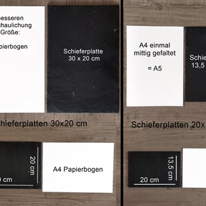 Türschild personalisiert Familie / 3 Herzen aus Schiefer Türschild Klingelschild Naturstein Bild 2