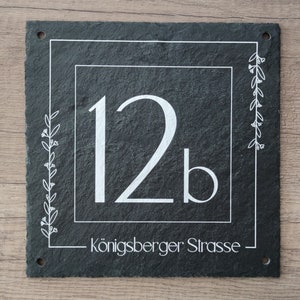 House number personalized "House number ornament" made of slate house number bell sign natural stone