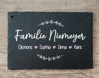 Türschild personalisiert  "Familie / Namensschild" aus Schiefer Türschild Klingelschild Naturstein