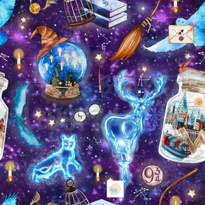 wizard seamless pattern, magical world seamless pattern, digital download, HP world, Digital paper, Patronus Charm, dreamy jars