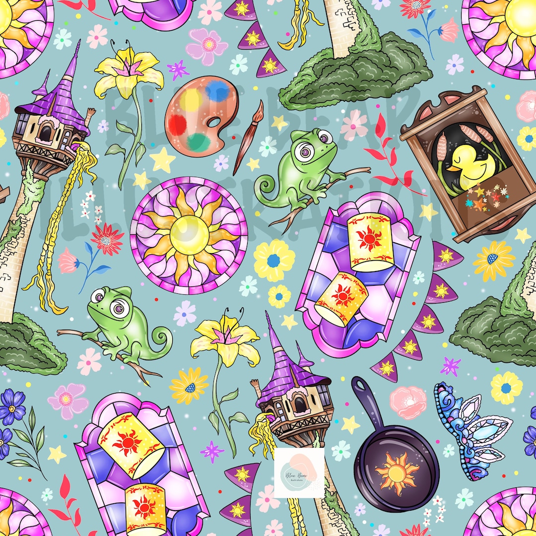 Tangled Seamless, Princess Seamless Pattern, Magical Princess, Rupanzel ...