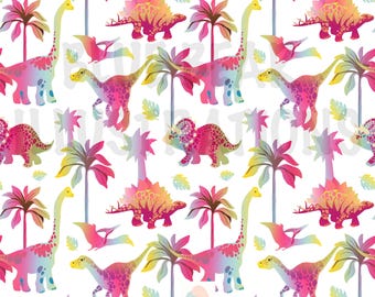 Dinosaur seamless, rainbow dino, cute prints, Instant Digital Download, fabric design, Summer art, valentine dino, girly dino