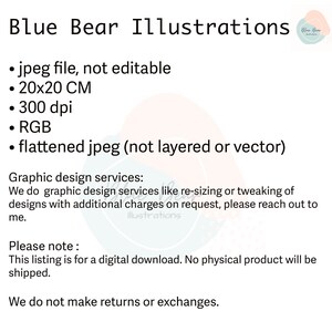 Op de afbeelding: Een digitale illustratie van een blauwe beer, beschikbaar als JPEG-bestand van 20x20 cm met 300 dpi. De afbeelding is plat en niet bewerkbaar.