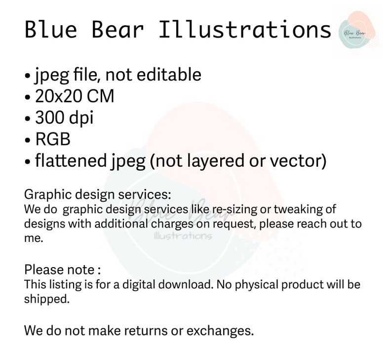 Op de afbeelding: Een digitale illustratie van een blauwe beer, beschikbaar als JPEG-bestand van 20x20 cm met 300 dpi. De afbeelding is plat en niet bewerkbaar.