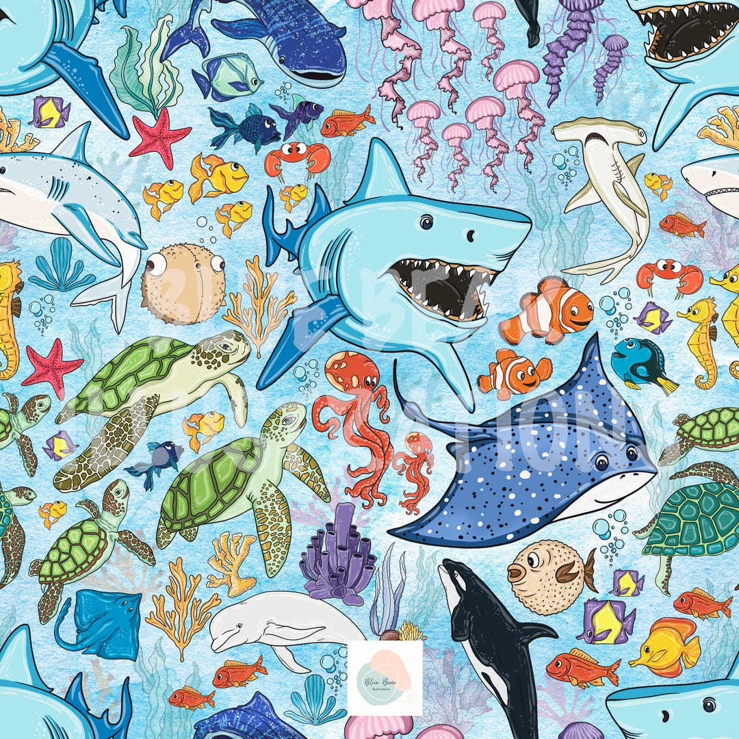 Nemo Repeated Pattern Nemo Seamless Pattern, Ocean Print, Nemo Inspired Seamless, Clown Fish ...